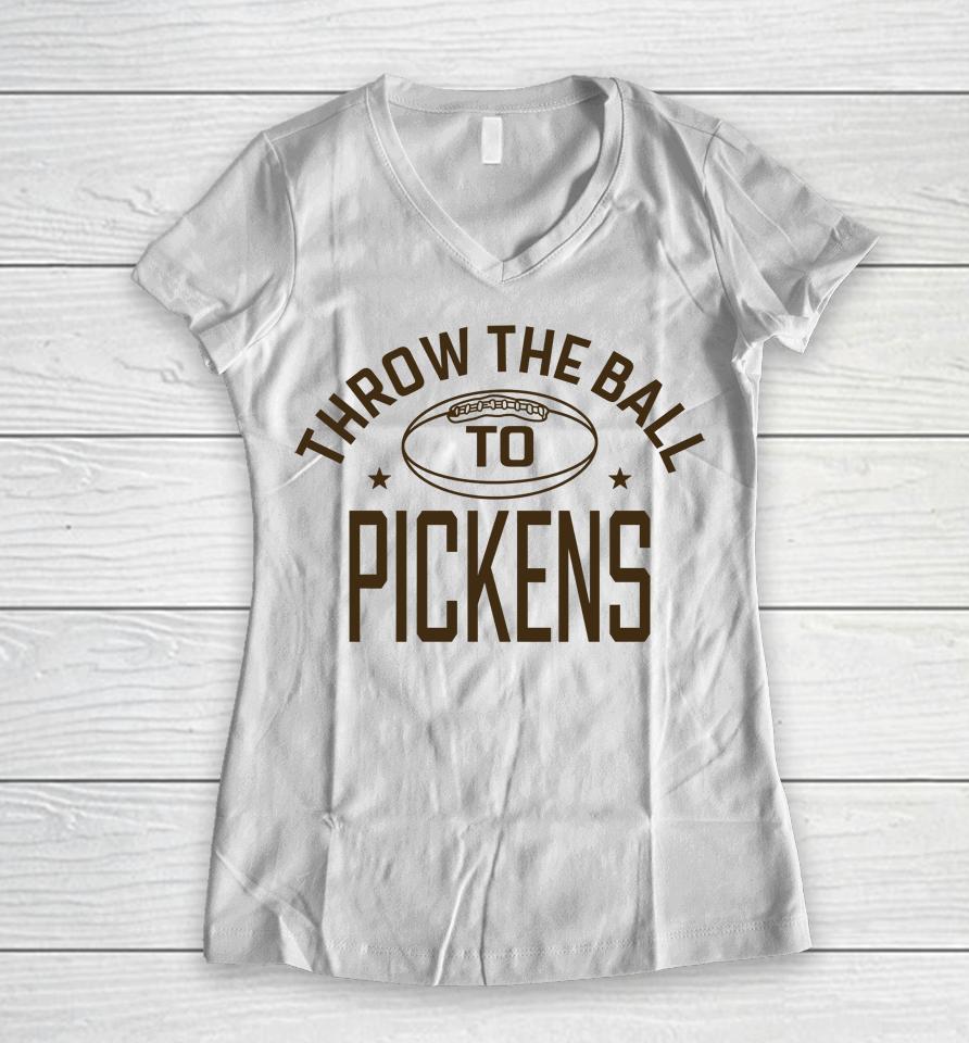 Throw The Ball To Pickens Women V-Neck T-Shirt