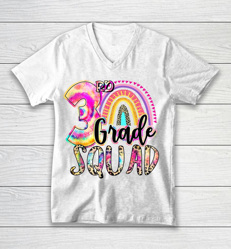 Tie Dye 3Rd Grade Squad Girls Boys Teacher Team 3Rd Grade Unisex V-Neck T-Shirt