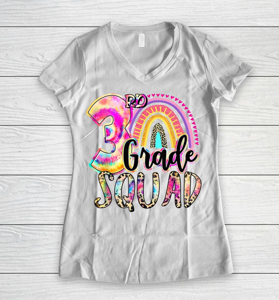 Tie Dye 3Rd Grade Squad Girls Boys Teacher Team 3Rd Grade Women V-Neck T-Shirt