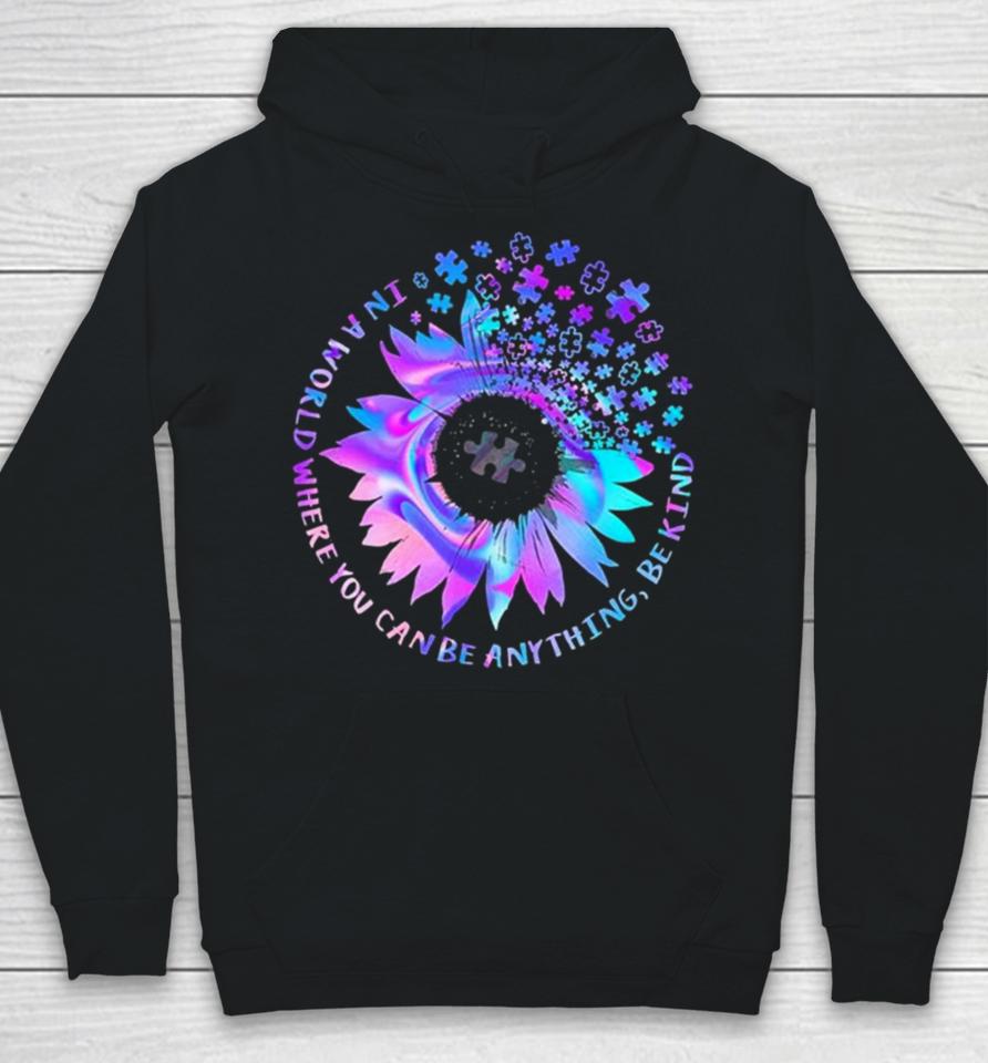 Tie Dye Be Kind Autism Awareness Kindness Sunflower Puzzle Hoodie