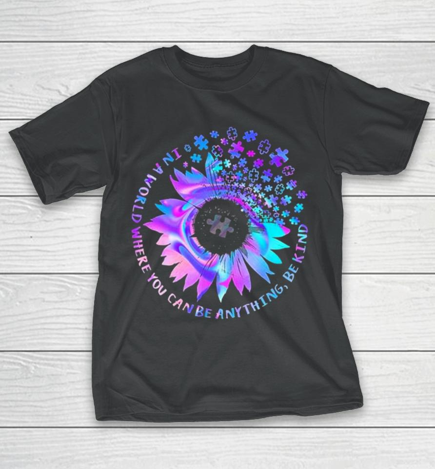Tie Dye Be Kind Autism Awareness Kindness Sunflower Puzzle T-Shirt