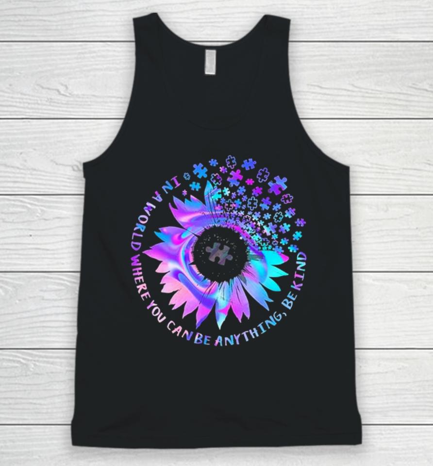 Tie Dye Be Kind Autism Awareness Kindness Sunflower Puzzle Unisex Tank Top