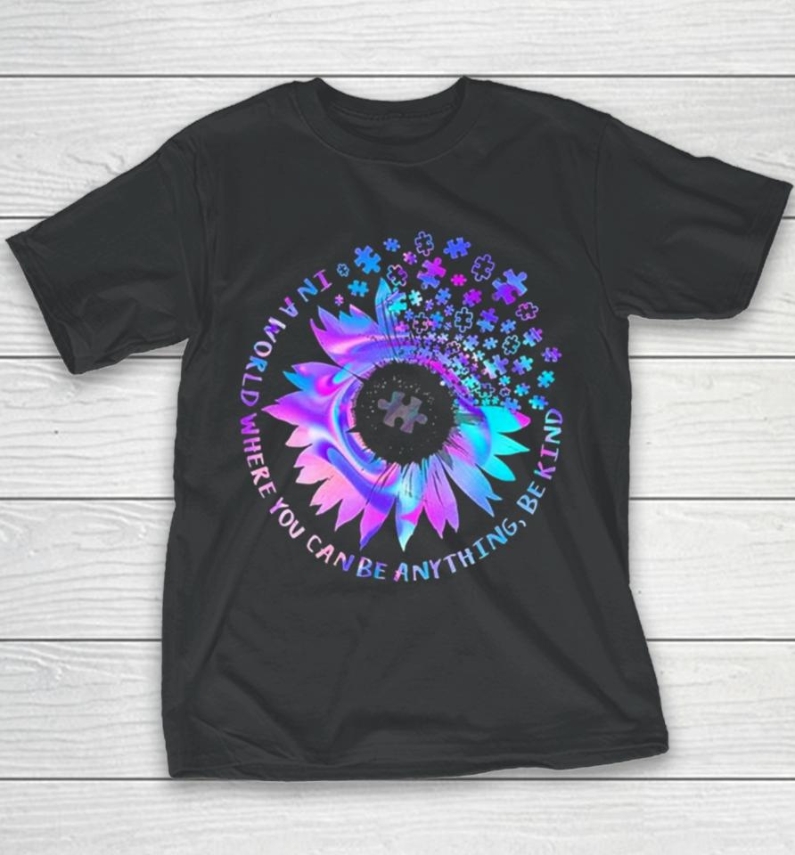 Tie Dye Be Kind Autism Awareness Kindness Sunflower Puzzle Youth T-Shirt