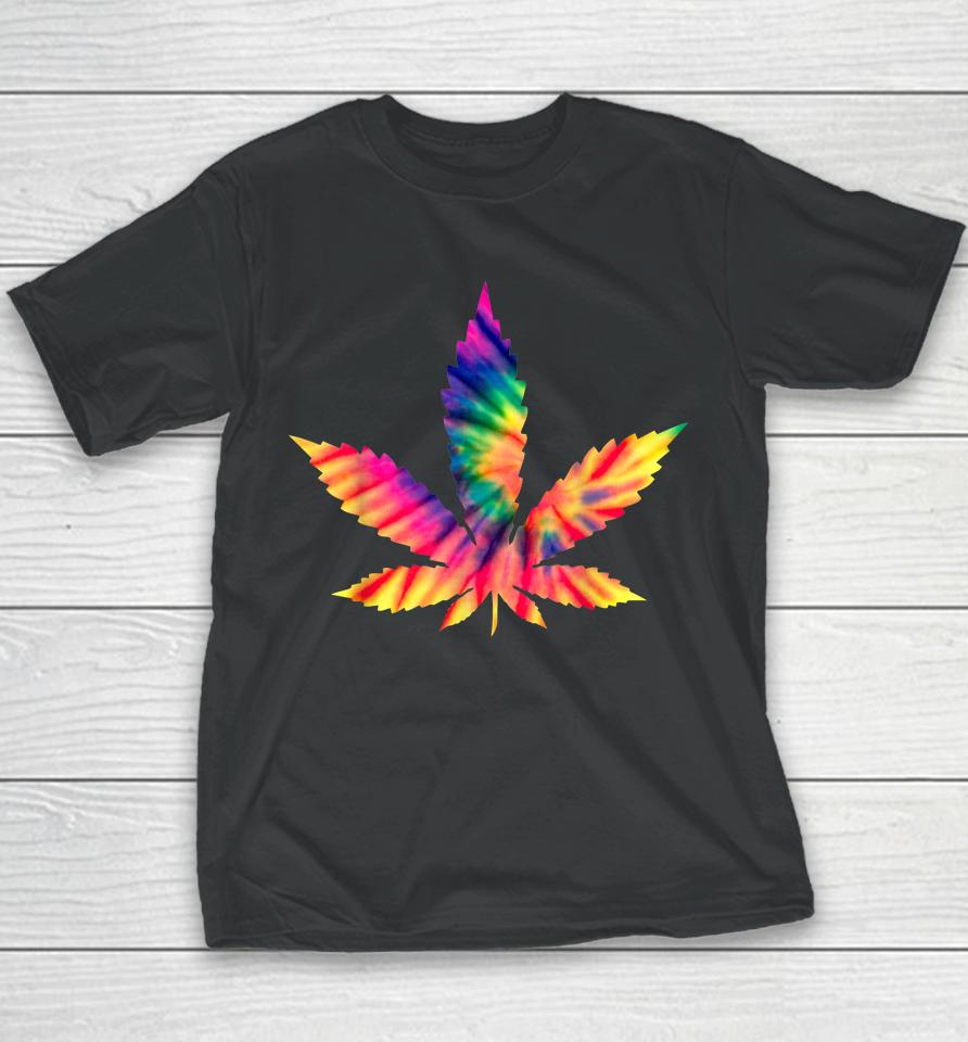 Tie Dye Marijuana Weed Leaf Cannabis Hemp Stoner Pot Smoker Youth T-Shirt