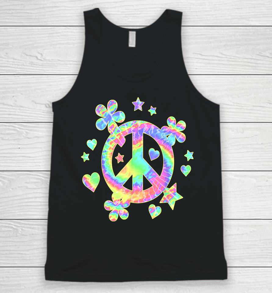 Tie-Dye Peace Sign Cute Love Colorful Tye Dye Hippie Flowers Unisex Tank Top
