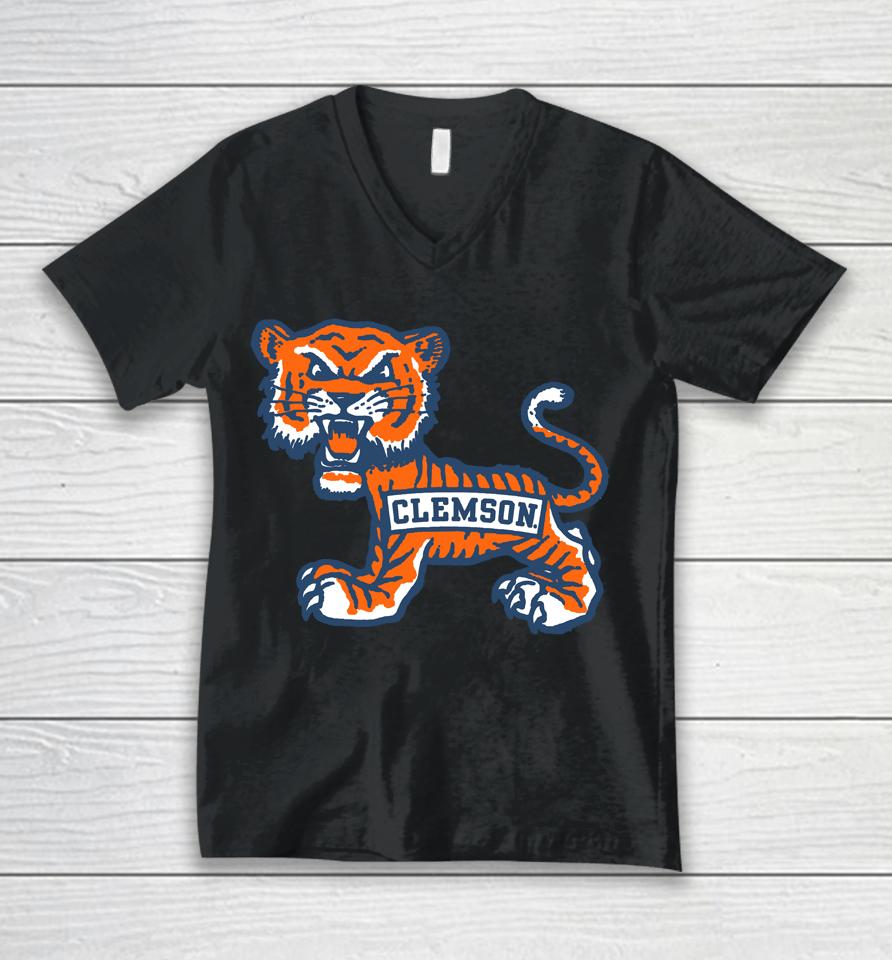 Tigertown Graphics Clemson Big Old School Tiger Unisex V-Neck T-Shirt