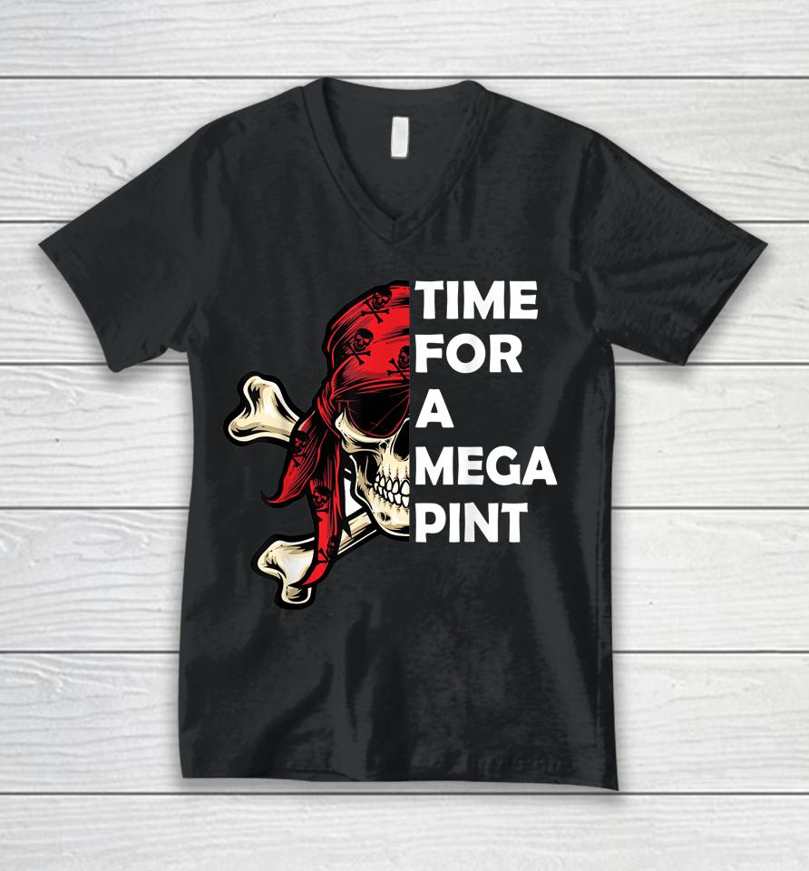 Time For A Mega Pint Unisex V-Neck T-Shirt