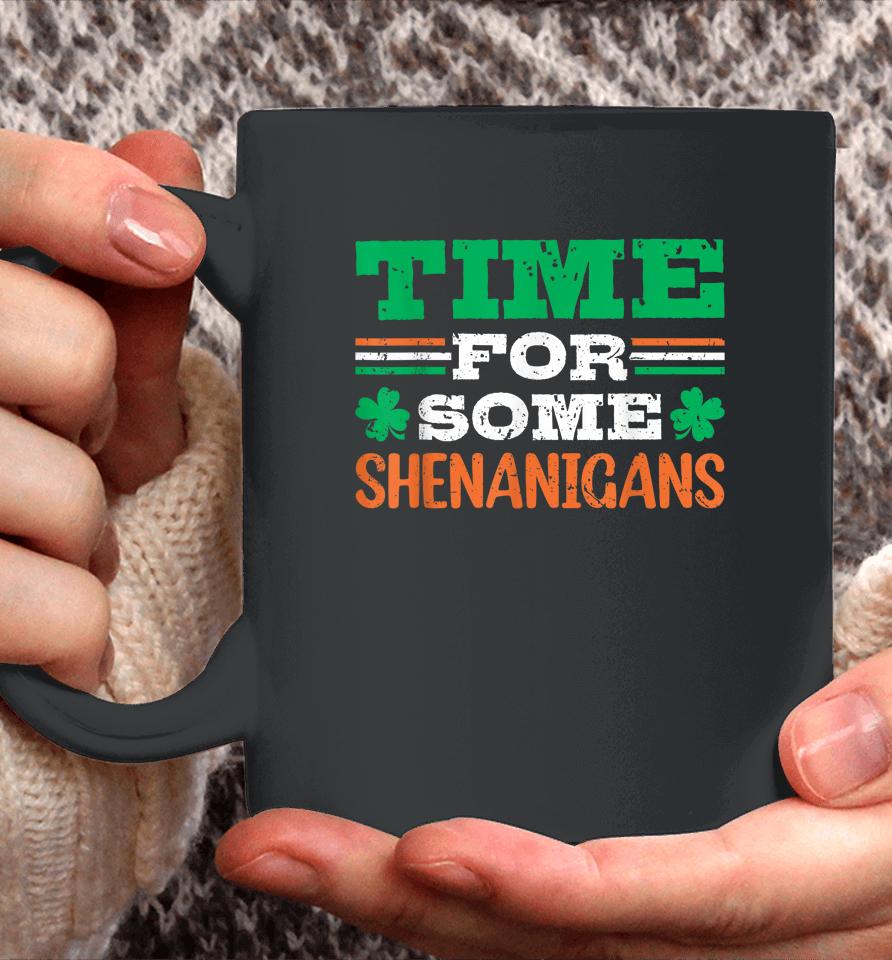 Time For Some Shenanigan Clovers Shamrocks Vintage Coffee Mug