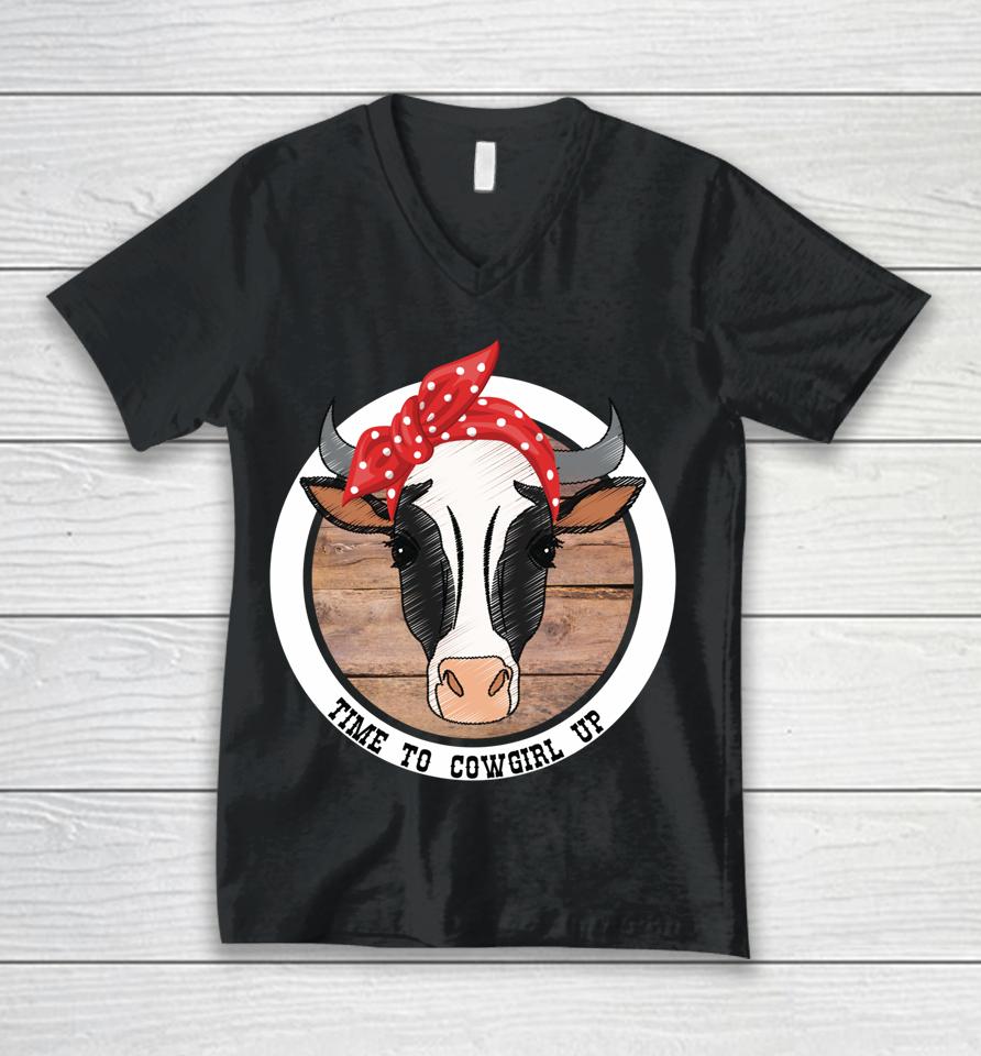 Time To Cowgirl Up Unisex V-Neck T-Shirt