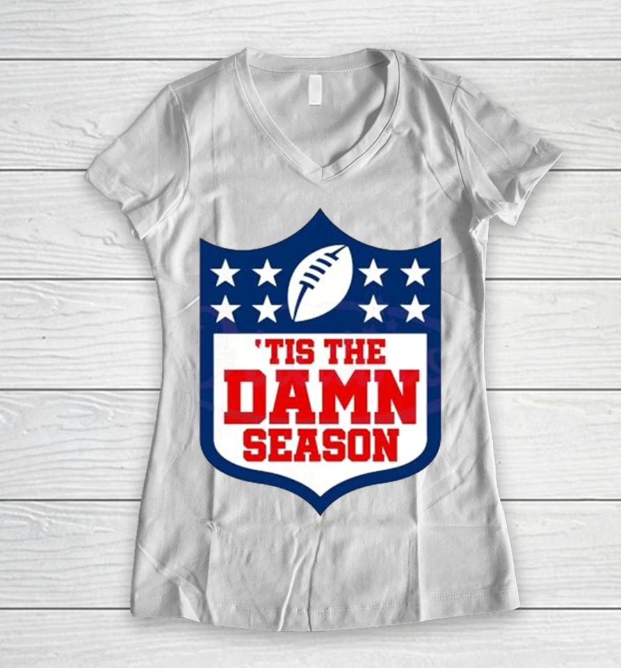 Tis The Damn Season Kansas City Football 2024 Women V-Neck T-Shirt
