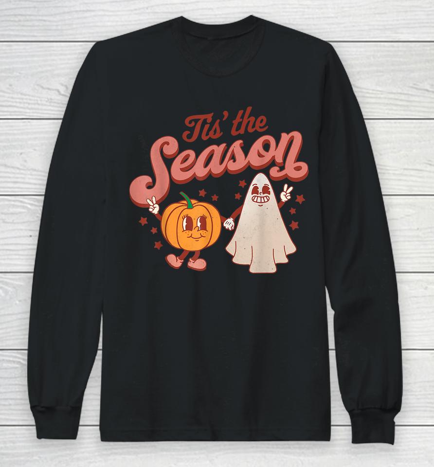 Tis' The Season Pumpkin Boo 60S 70S Hippie Halloween Long Sleeve T-Shirt