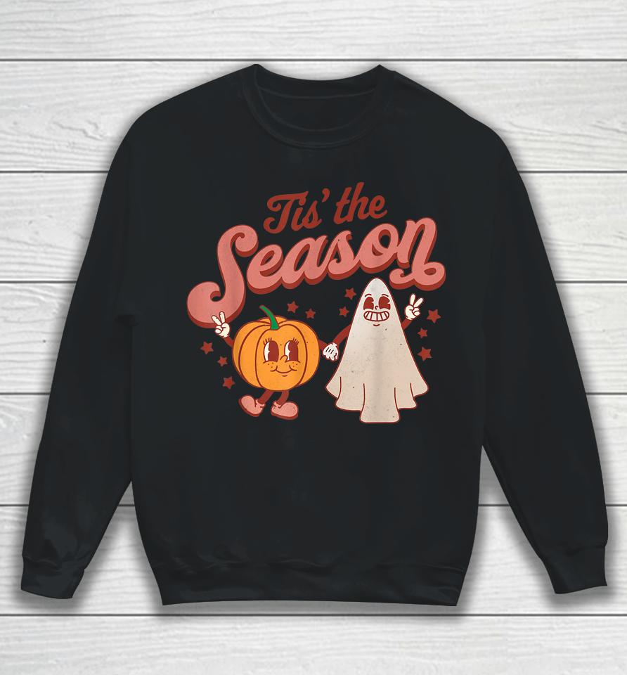 Tis' The Season Pumpkin Boo 60S 70S Hippie Halloween Sweatshirt