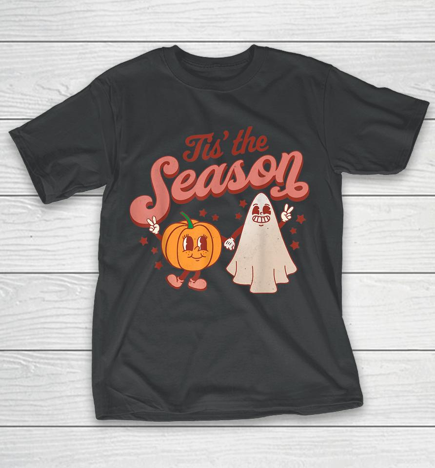 Tis' The Season Pumpkin Boo 60S 70S Hippie Halloween T-Shirt