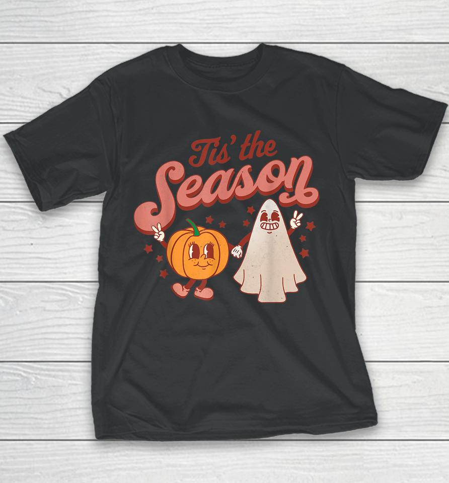 Tis' The Season Pumpkin Boo 60S 70S Hippie Halloween Youth T-Shirt