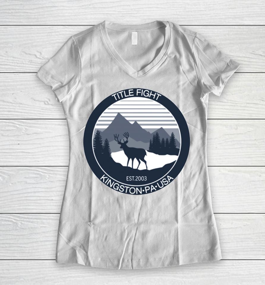 Title Fight White Deer Cold Cuts Women V-Neck T-Shirt