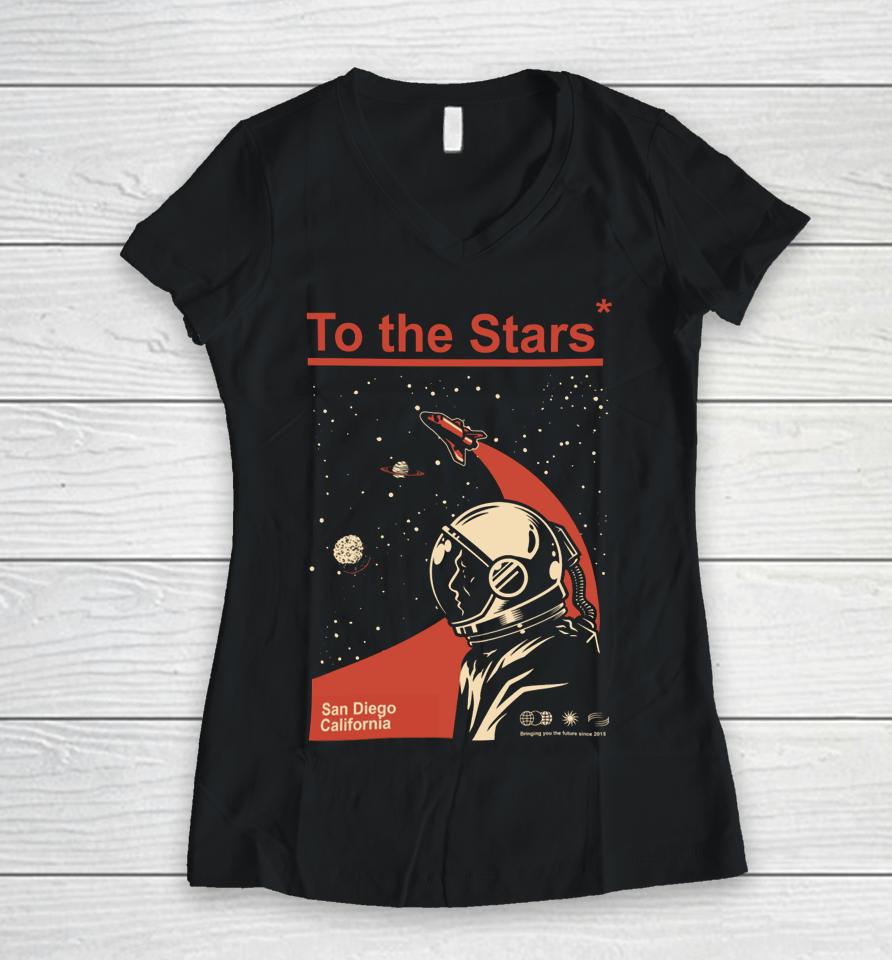 To The Star San Diego California Suit-Up Women V-Neck T-Shirt