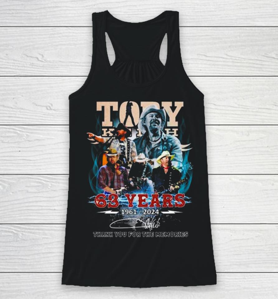 Toby Keith Guitar 63 Years 1961 2024 Thank You For The Memories Signature Racerback Tank