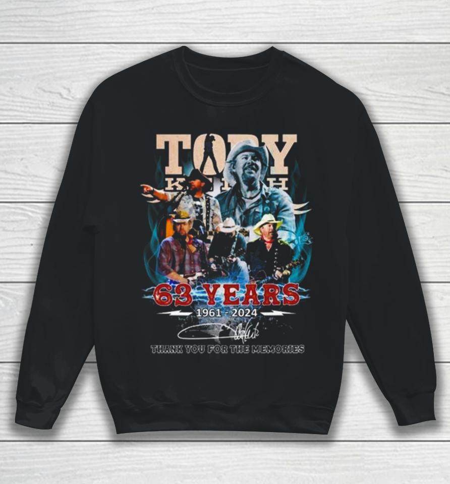 Toby Keith Guitar 63 Years 1961 2024 Thank You For The Memories Signature Sweatshirt