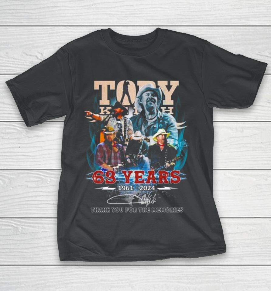 Toby Keith Guitar 63 Years 1961 2024 Thank You For The Memories Signature T-Shirt