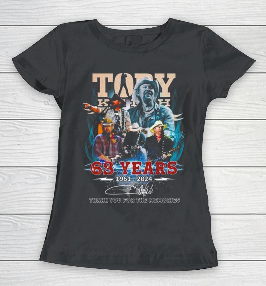 Toby Keith Guitar 63 Years 1961 2024 Thank You For The Memories Signature Women T-Shirt