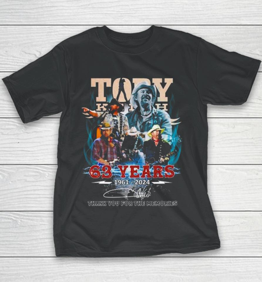 Toby Keith Guitar 63 Years 1961 2024 Thank You For The Memories Signature Youth T-Shirt