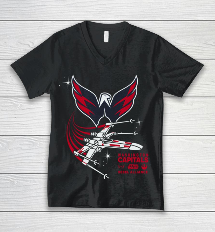 Toddler Black Washington Capitals Star Wars Rebel Alliance Unisex V-Neck T-Shirt