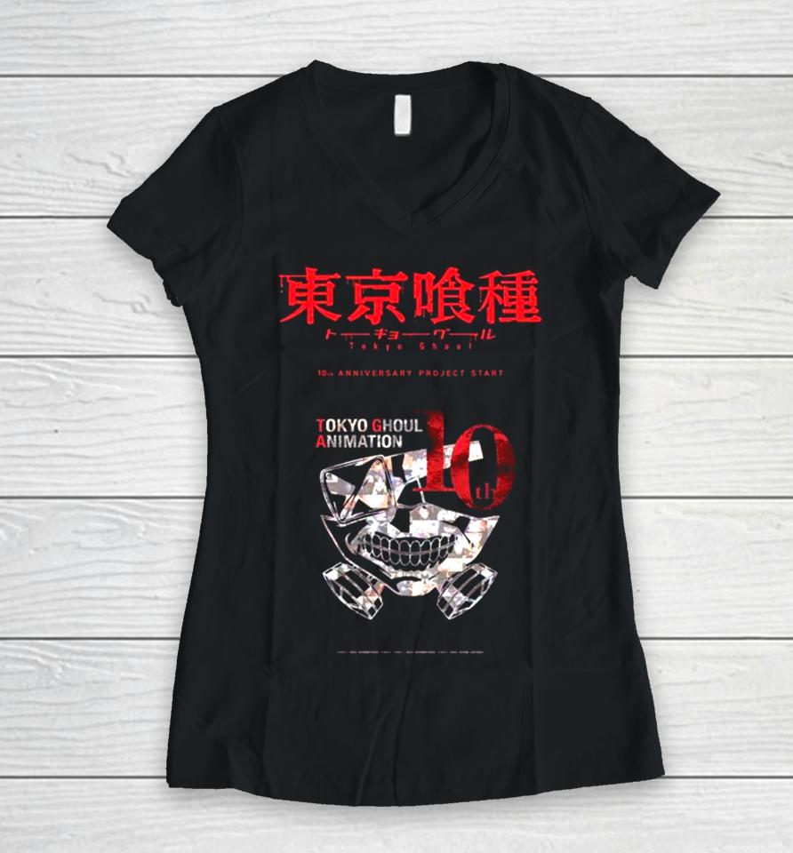 Tokyo Ghoul Animation 10Th Anniversary Project Starts Women V-Neck T-Shirt