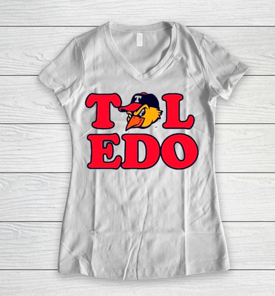 Toledo Mud Hens Collins Toledo Head Women V-Neck T-Shirt