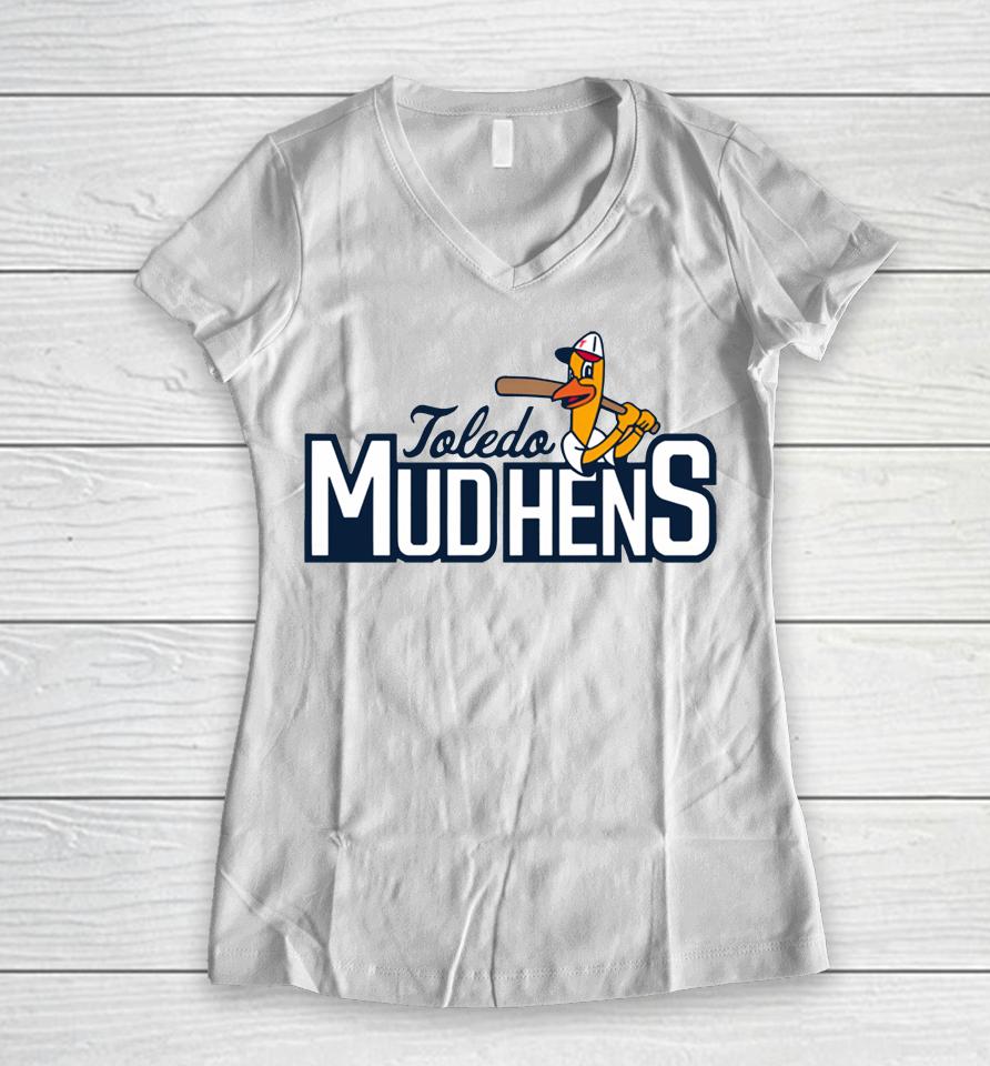 Toledo Mud Hens Gold Mortimor Jupmode Women V-Neck T-Shirt
