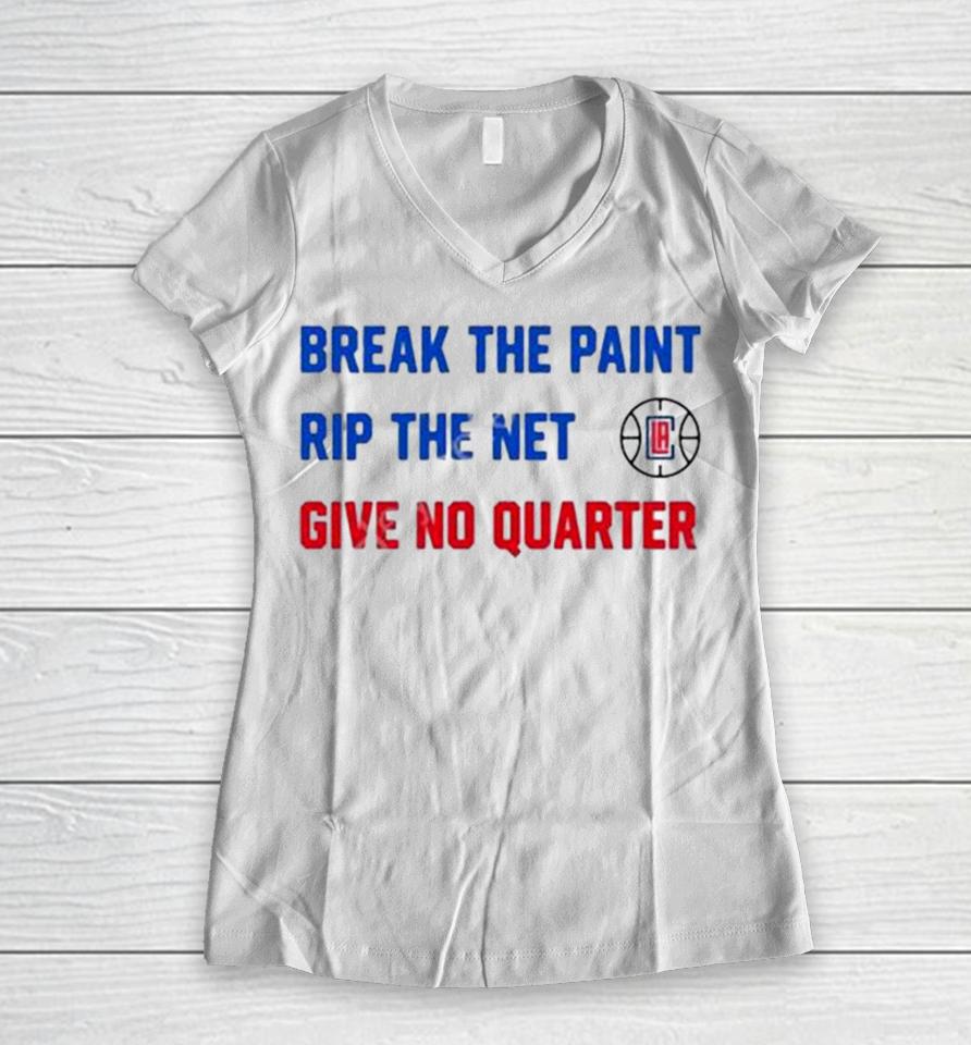 Tomer Azarly Break The Paint Rip The Net Give No Quarter Women V-Neck T-Shirt