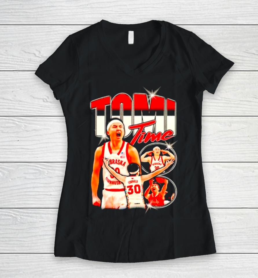 Tomi Time Nebraska Cornhuskers Women V-Neck T-Shirt