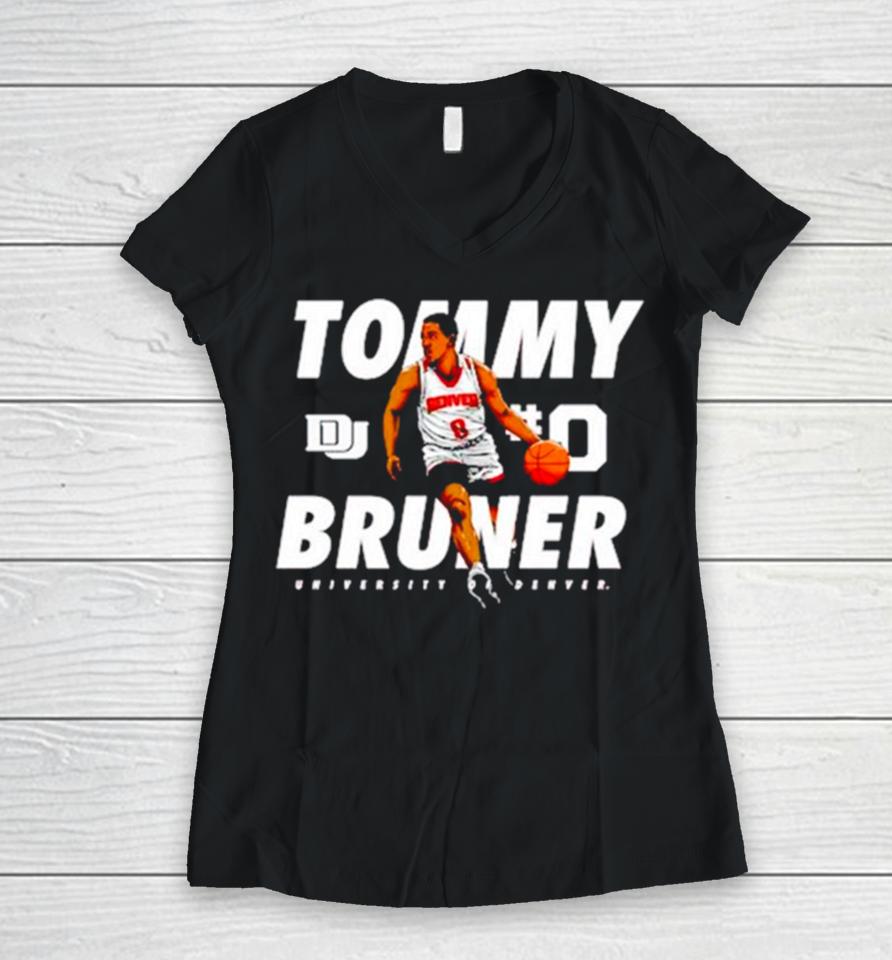 Tommy Bruner Denver Pioneers Guard Women V-Neck T-Shirt