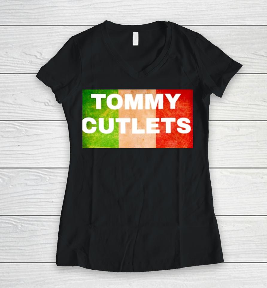 Tommy Cutlets Football Italia Flag Women V-Neck T-Shirt