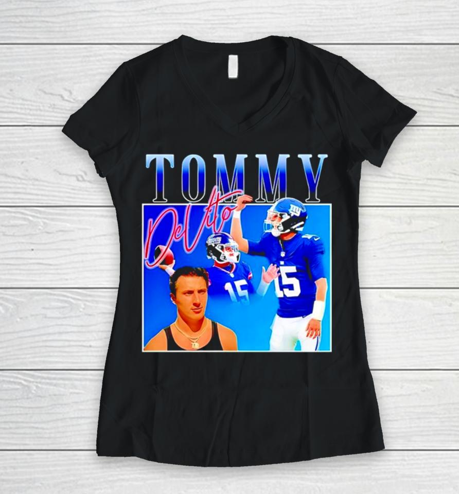 Tommy Cutlets New York Giants Football Pinched Fingers Hand Funny Women V-Neck T-Shirt