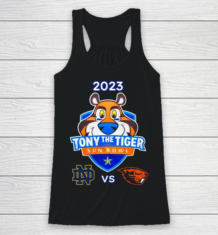 Tony The Tiger Sun Bowl 2023 Notre Dame Vs Oregon State Sun Bowl Stadium El Pase Tx Cfb Bowl Game Racerback Tank
