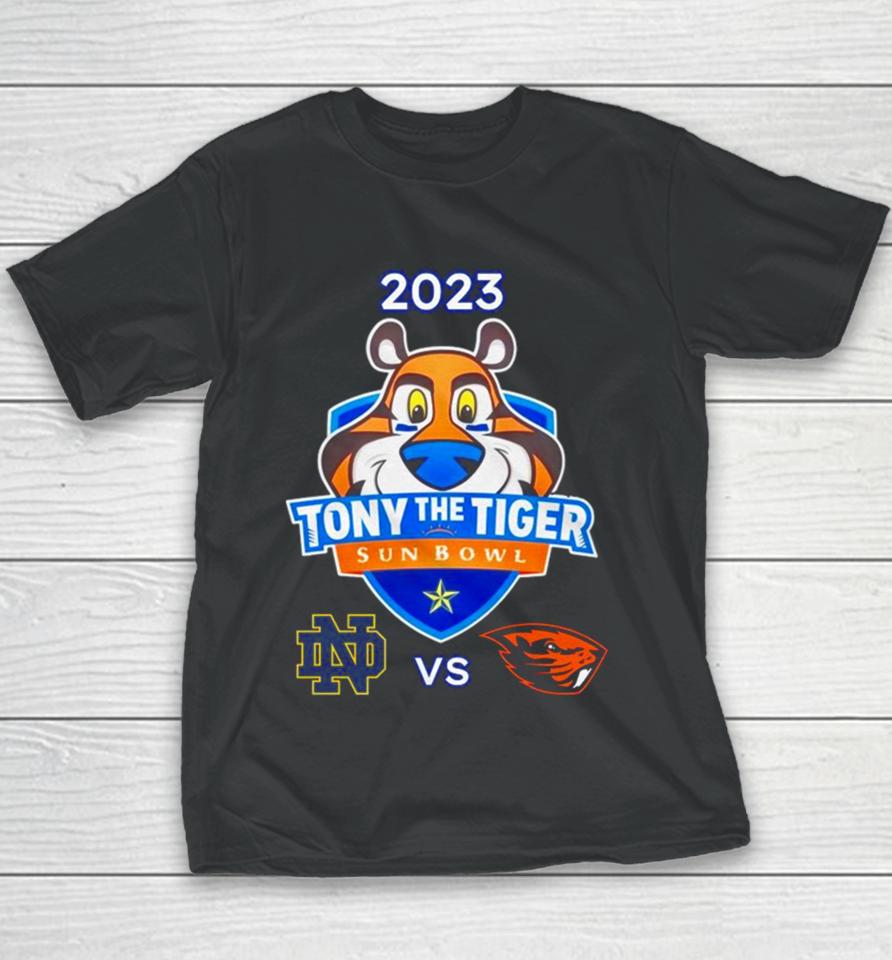 Tony The Tiger Sun Bowl 2023 Notre Dame Vs Oregon State Sun Bowl Stadium El Pase Tx Cfb Bowl Game Youth T-Shirt