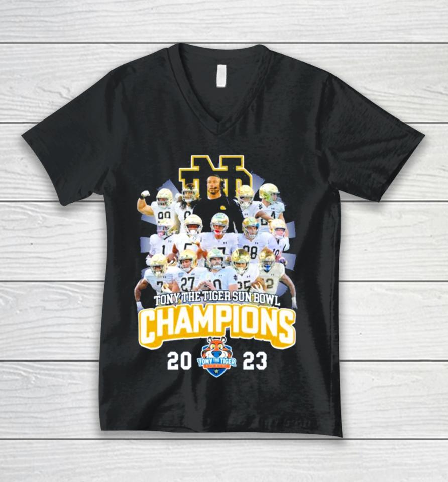 Tony The Tiger Sun Bowl Champions 2023 Notre Dame Fighting Irish Unisex V-Neck T-Shirt
