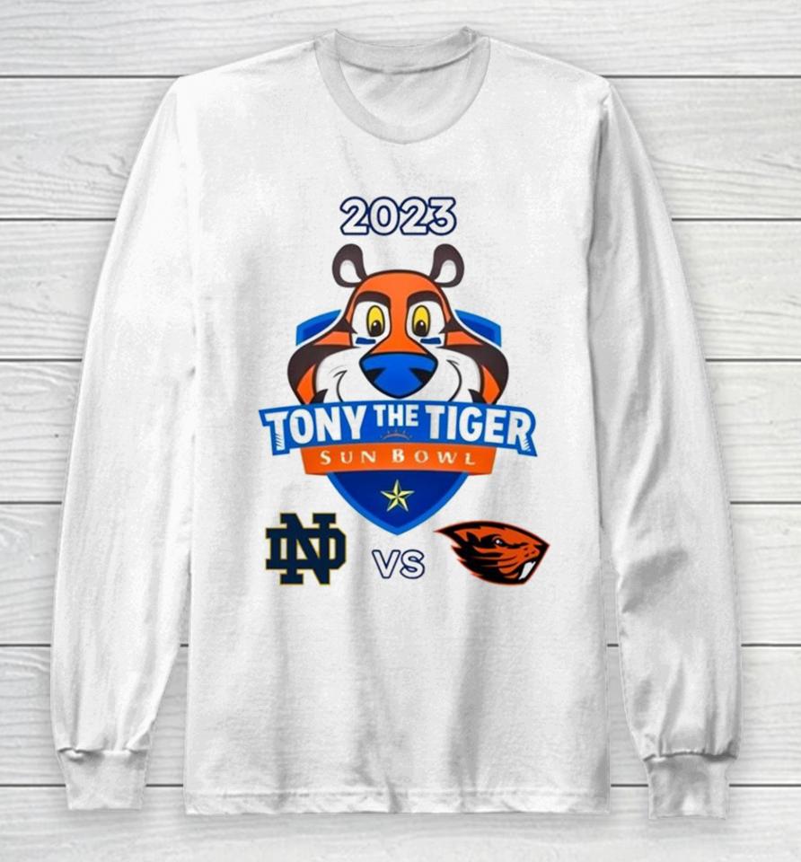 Tony The Tiger Sun Bowl Notre Dame Vs. Oregon State Sun Bowl Stadium El Paso Tx 2023 Long Sleeve T-Shirt