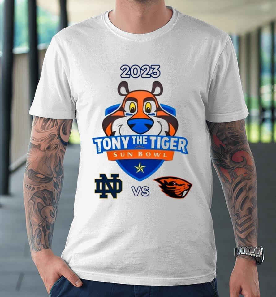 Tony The Tiger Sun Bowl Notre Dame Vs. Oregon State Sun Bowl Stadium El Paso Tx 2023 Premium T-Shirt
