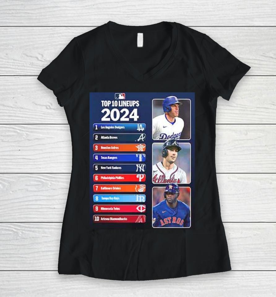 Top 10 Lineups Are Stacked 2024 Mlb Women V-Neck T-Shirt
