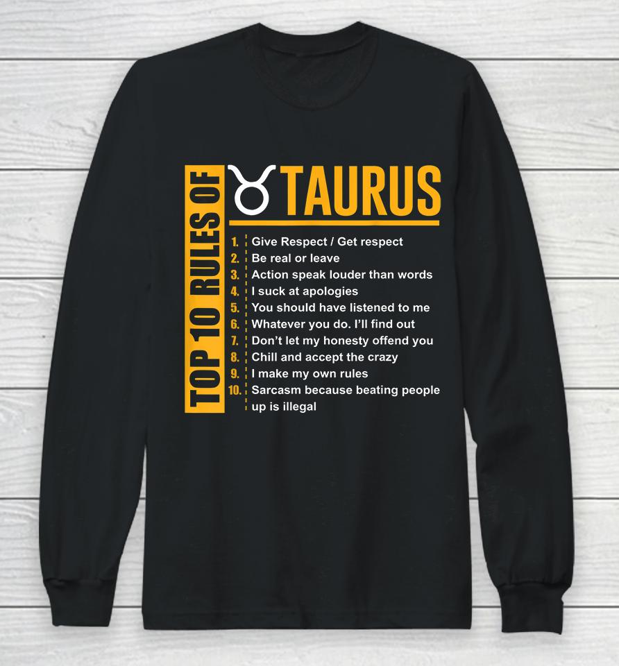 Top 10 Rules Of Taurus Zodiac Birthday Gifts Long Sleeve T-Shirt