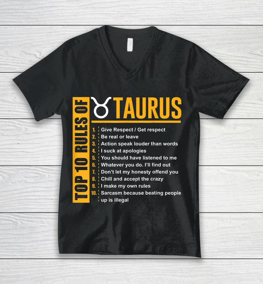 Top 10 Rules Of Taurus Zodiac Birthday Gifts Unisex V-Neck T-Shirt