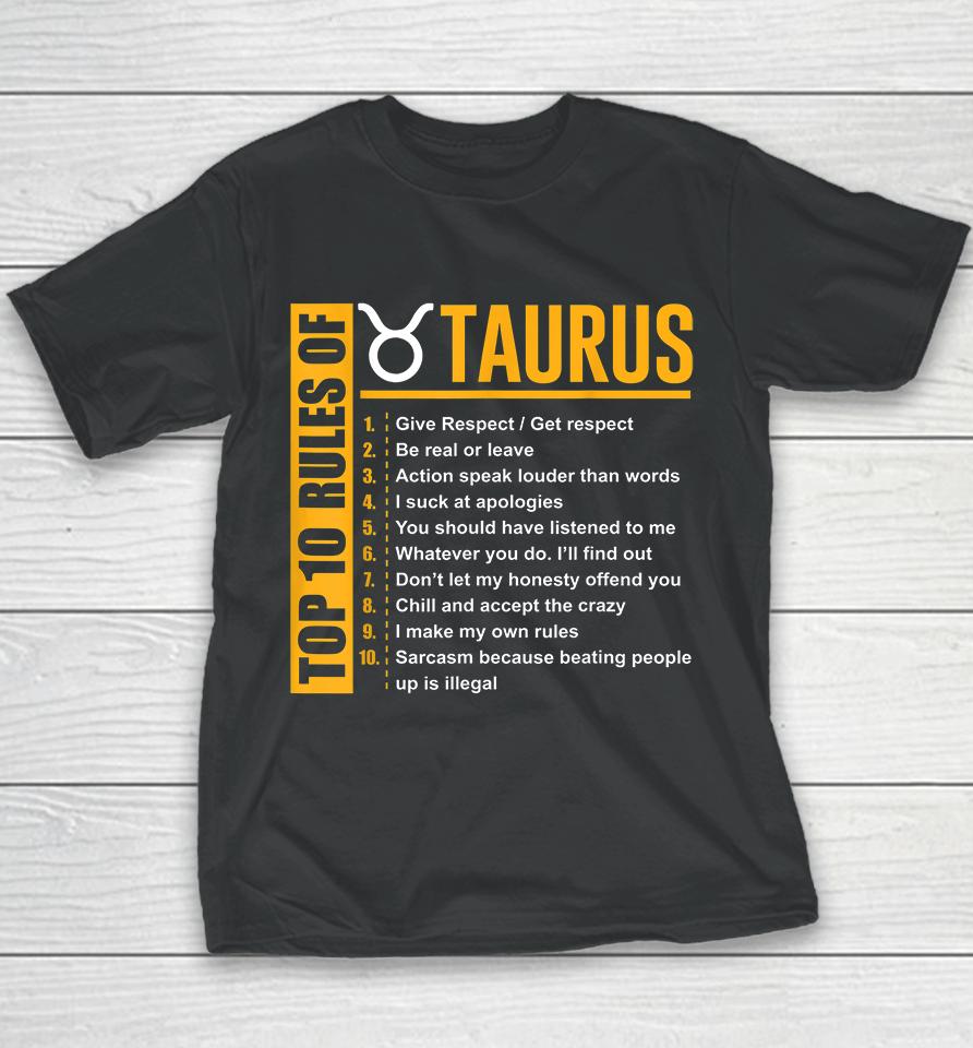 Top 10 Rules Of Taurus Zodiac Birthday Gifts Youth T-Shirt