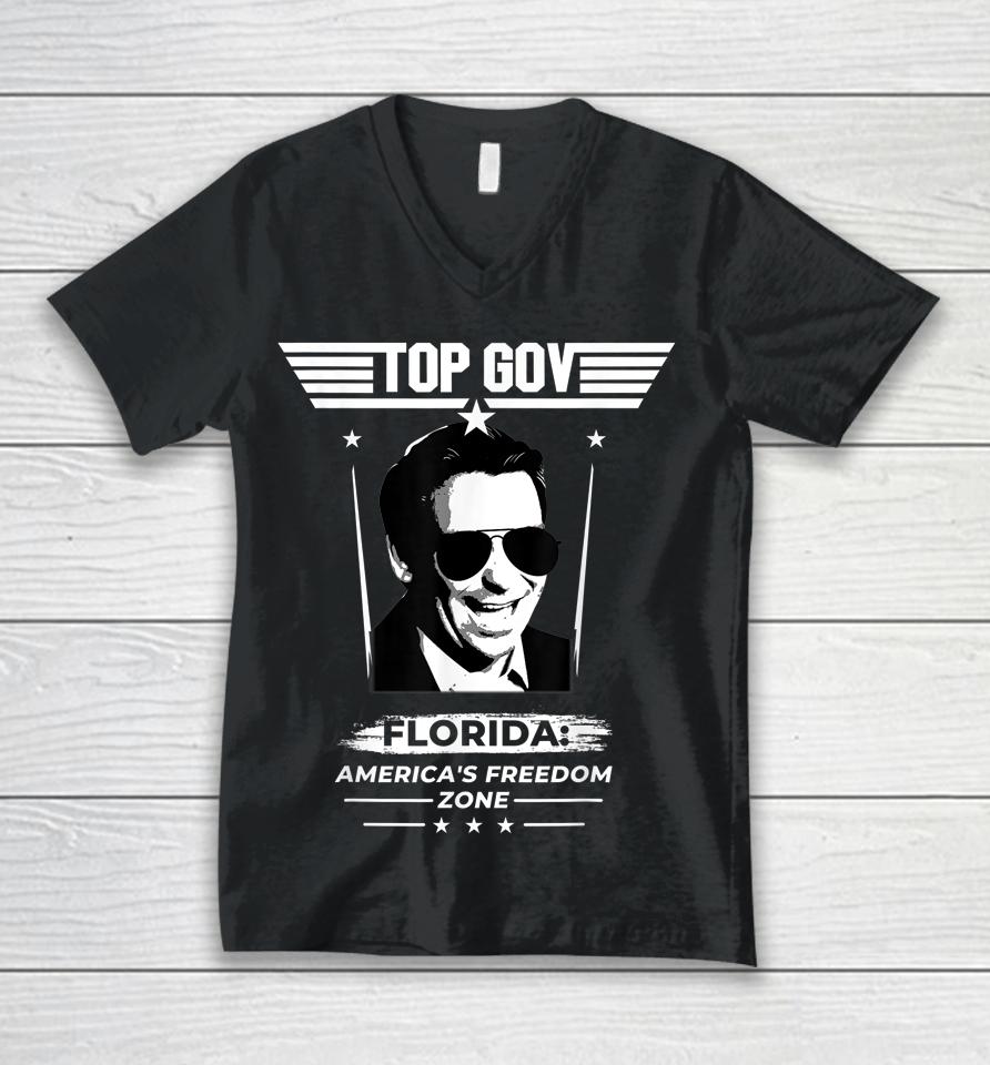 Top Gov Ron Desantis Florida America's Freedom Zone Top Gov Unisex V-Neck T-Shirt