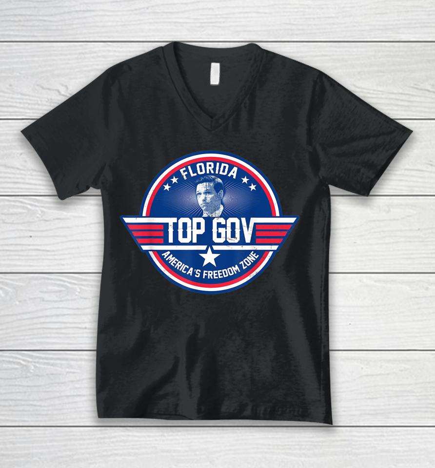 Top Gov Ron Desantis Florida America's Freedom Zone Top Gov Unisex V-Neck T-Shirt