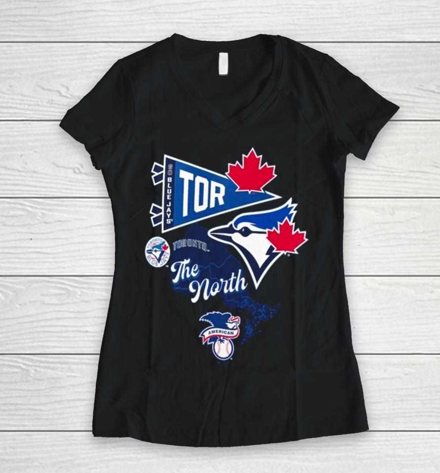 Toronto Blue Jays Split Zone The North Women V-Neck T-Shirt