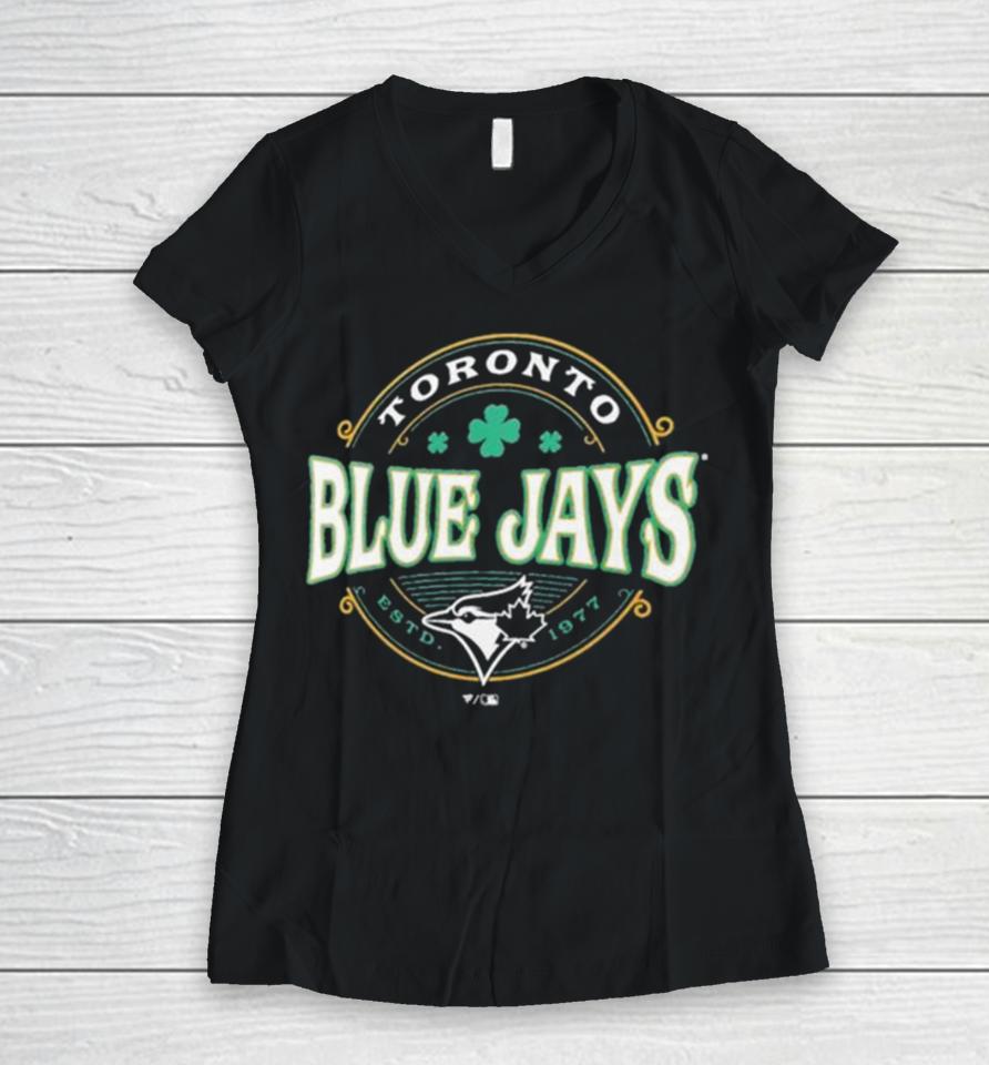 Toronto Blue Jays St. Patrick’s Day Lucky 2024 Women V-Neck T-Shirt