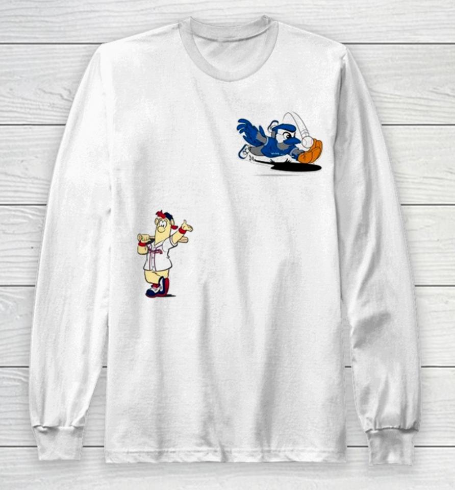 Toronto Blue Jays Vs Atlanta Braves Mlb 2024 Mascot Cartoon Baseball Long Sleeve T-Shirt