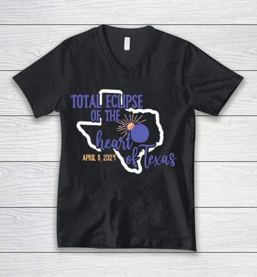 Total Eclipse Of The Heart Of Texas 2024 Unisex V-Neck T-Shirt