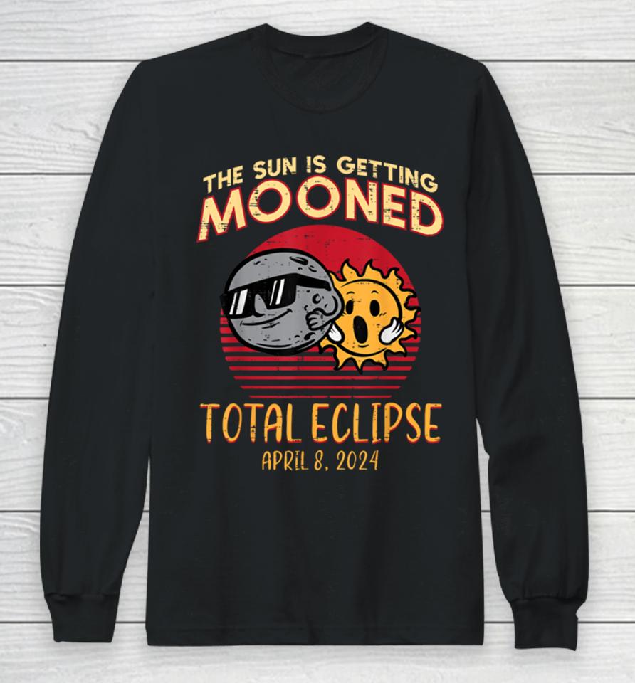 Total Eclipse Sun Getting Mooned April 8 2024 Men Women Kids Long Sleeve T-Shirt